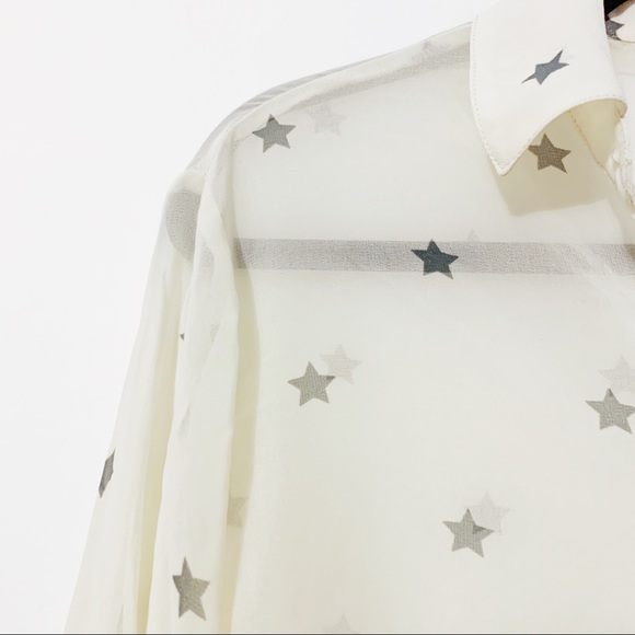 Cream star printed chiffon top - Picture 2 of 5